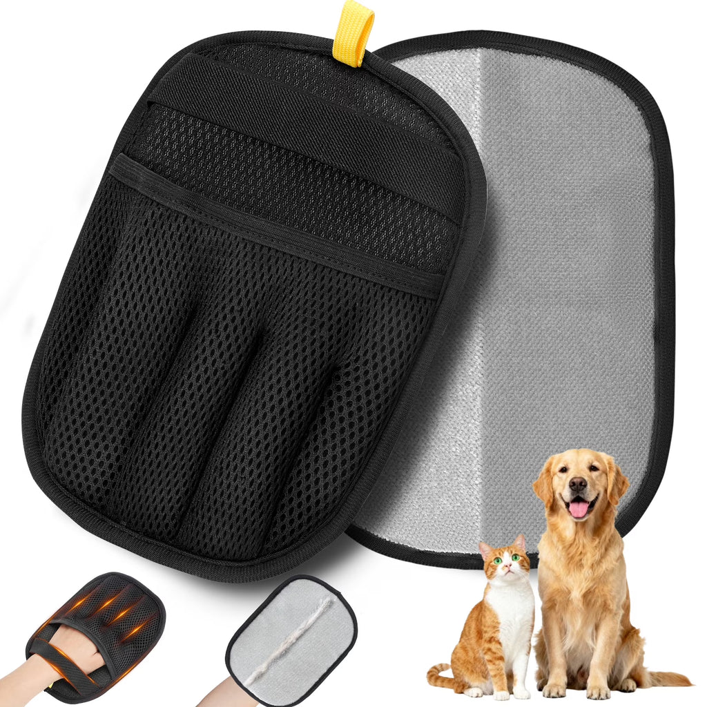 2 Pack Pet Hair Removal Glove, Newly Upgraded Reusable Electrostatic Pet Hair Gloves for Dogs & Cats, Magic Brush Pet Hair Remover Tool for Carpet, Couch, Furniture