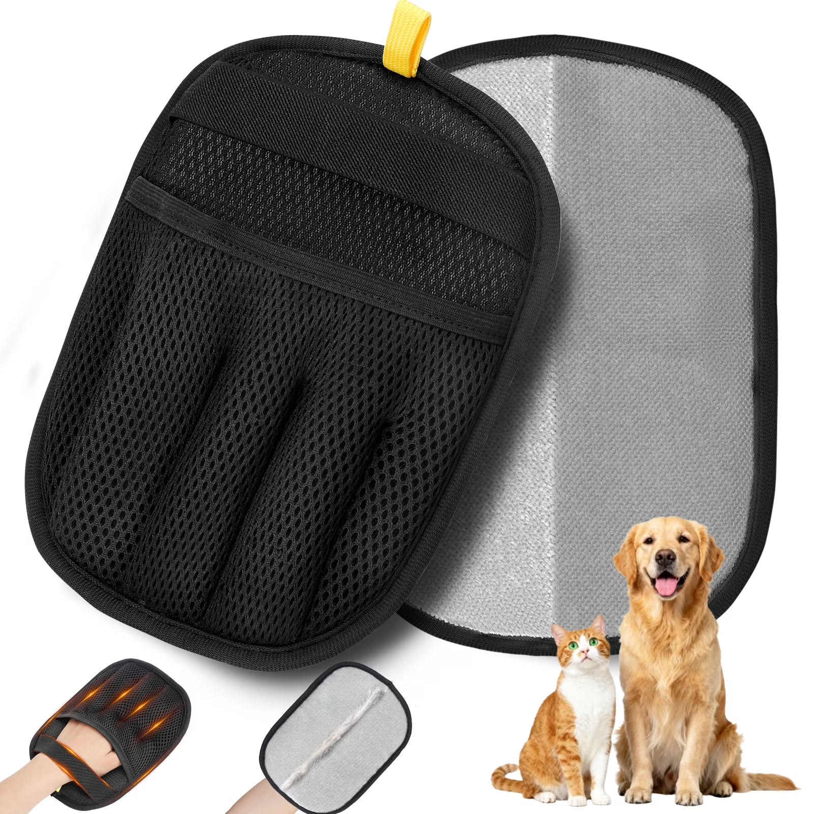 2 Pack Pet Hair Removal Glove, Newly Upgraded Reusable Electrostatic Pet Hair Gloves for Dogs & Cats, Magic Brush Pet Hair Remover Tool for Carpet, Couch, Furniture