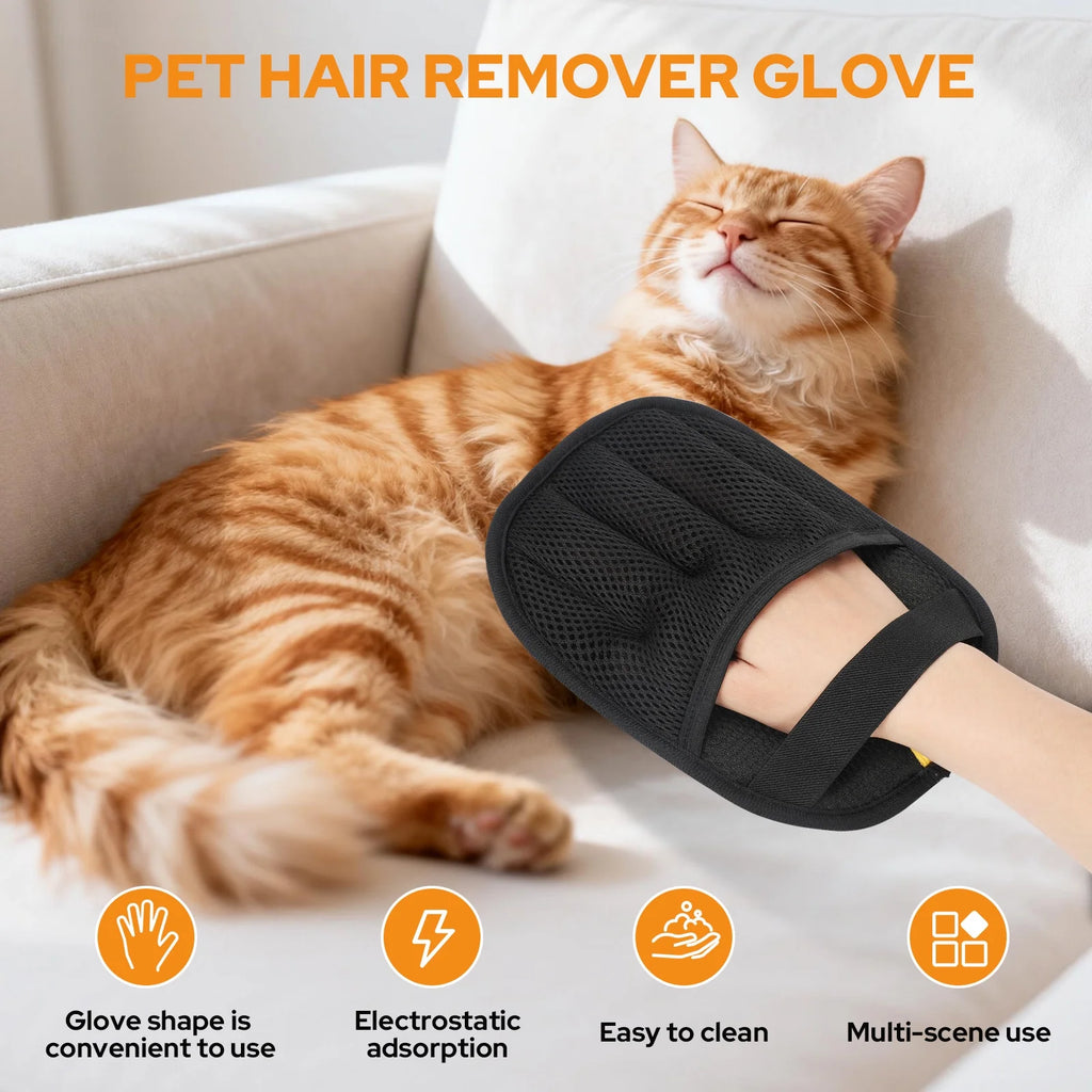 2 Pack Pet Hair Removal Glove, Newly Upgraded Reusable Electrostatic Pet Hair Gloves for Dogs & Cats, Magic Brush Pet Hair Remover Tool for Carpet, Couch, Furniture