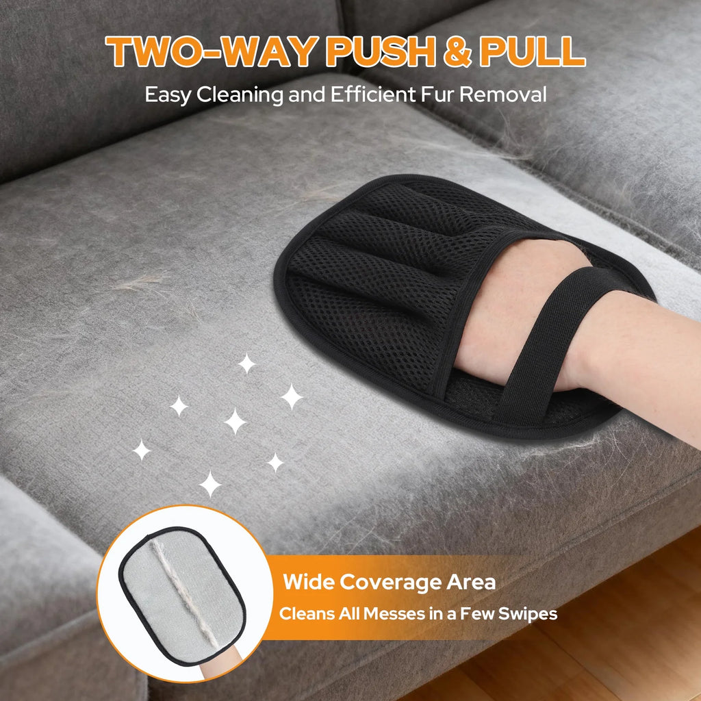 2 Pack Pet Hair Removal Glove, Newly Upgraded Reusable Electrostatic Pet Hair Gloves for Dogs & Cats, Magic Brush Pet Hair Remover Tool for Carpet, Couch, Furniture